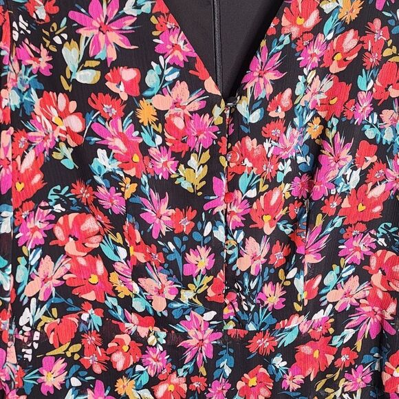 MSK maxi dress multicolor floral sheer overlay & sleeves Boho Cottagecore M - Picture 4 of 6